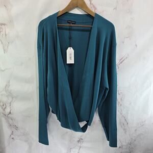 Universal Standard Sweater Womens Blue 4XL 9X Wrap Cardigan Ribbed